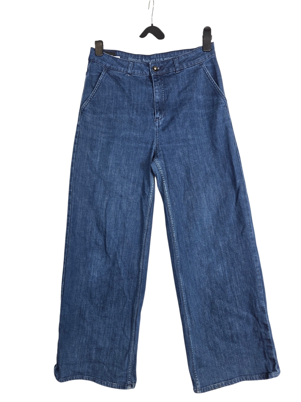 Sisley Wide-Leg High-Rise Jeans in Medium Blue Denim
